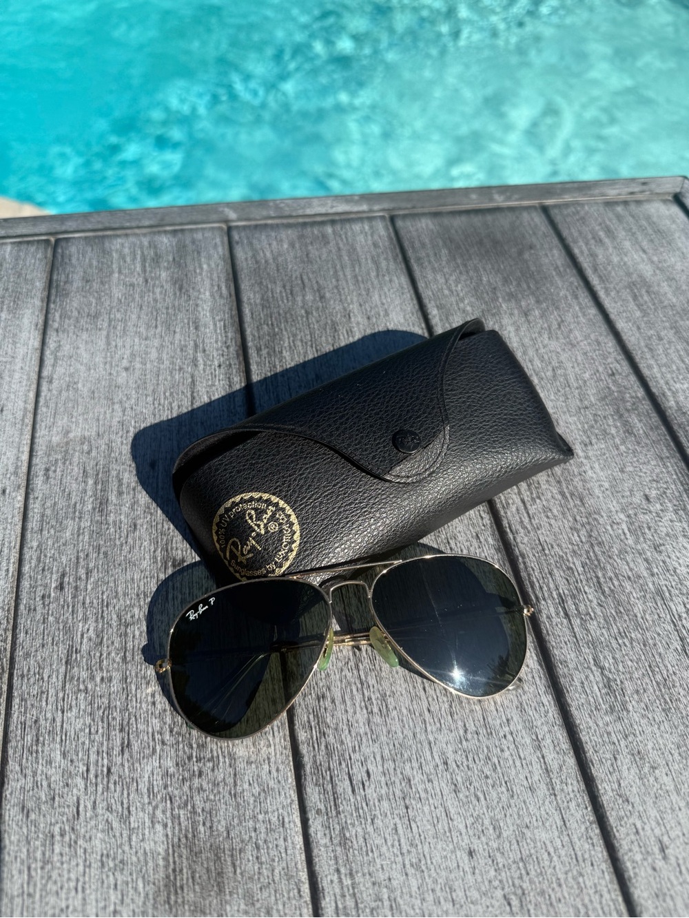 Ray-Ban Aviator Sunglasses in Black and Gold Tone